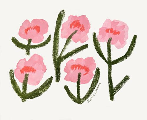 Modern Pink Flowers Art Print