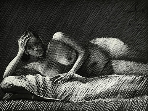 Shadowed Female Nude Art Print