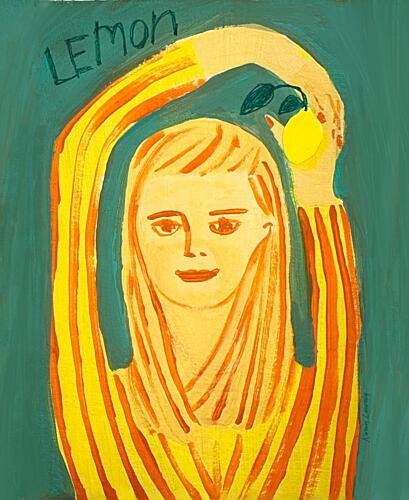Woman Holding a Lemon Art Print