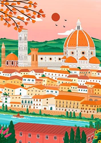 Autumn Florence Cityscape Art Print
