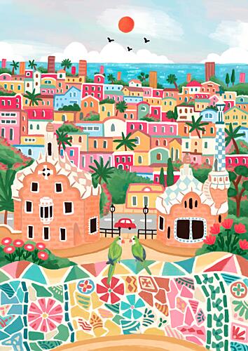 Colorful Barcelona Charm Art Print by Nidhi Kachhadiya