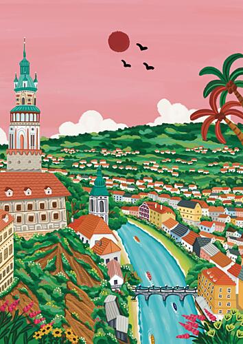 Charming European River Town Art Print