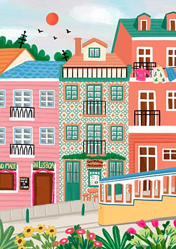 Colorful Lisbon Tram Art Print by Nidhi Kachhadiya
