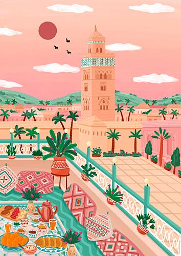 Marrakech Rooftop Breakfast Art Print