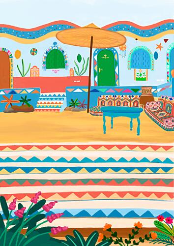 Colorful Desert Terrace Art Print by Nidhi Kachhadiya