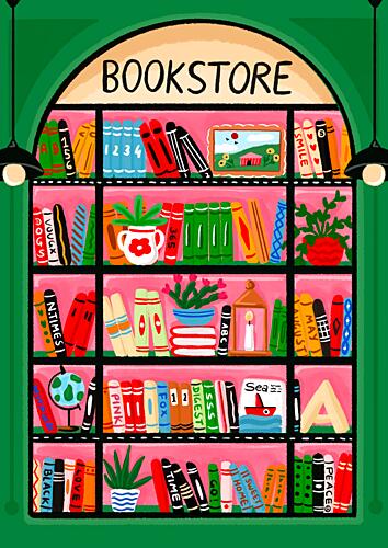 Charming Bookstore Shelf Art Print by Nidhi Kachhadiya