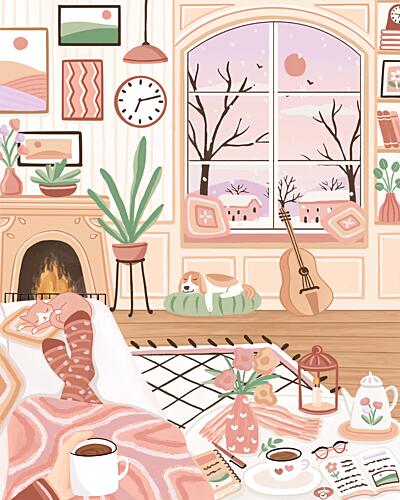 Cozy Winter Home Art Print by Nidhi Kachhadiya