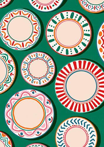 Colorful Patterned Plates Art Print by Nidhi Kachhadiya