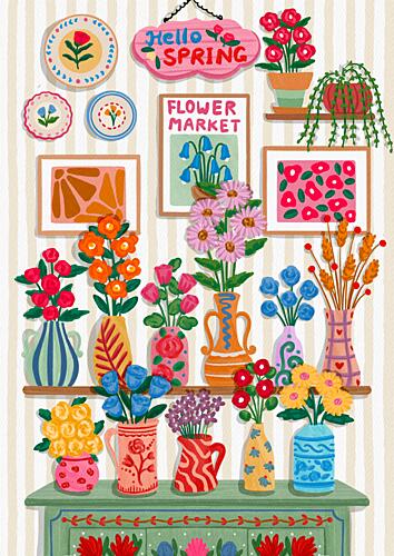 Hello Spring Flowers Art Print