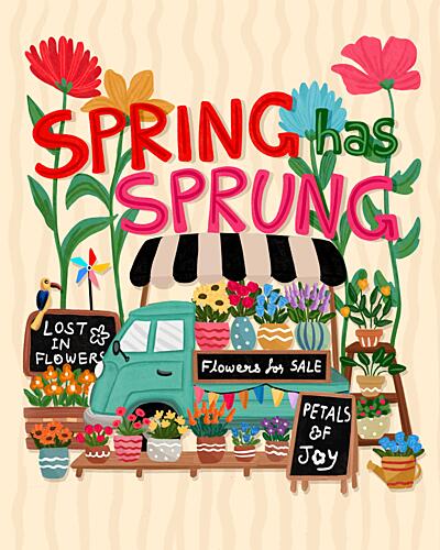 Spring Flower Market Truck Art Print