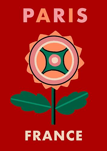 Paris Folk Bloom Art Print