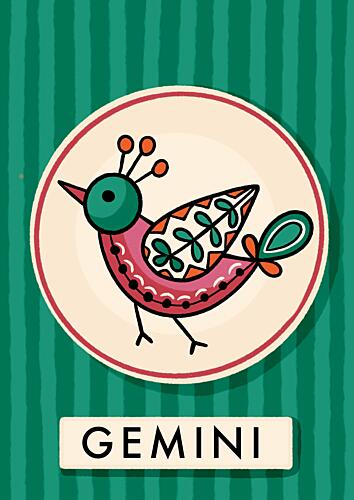 Folk Art Zodiac Bird Art Print