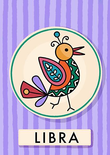 Libra Zodiac Bird Art Print