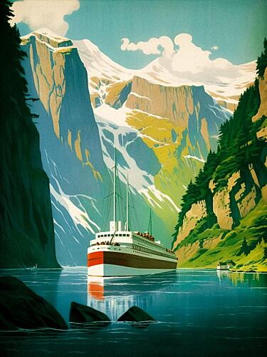 Scenic Fjord Adventure Art Print