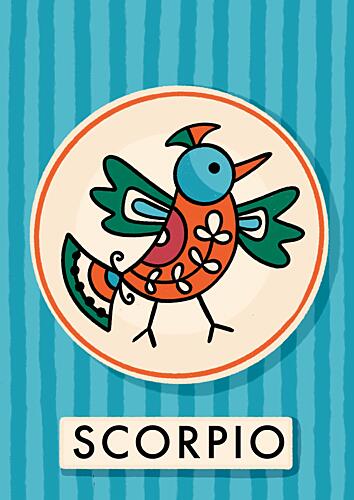Whimsical Scorpio Bird Art Print