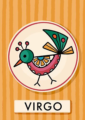 Whimsical Virgo Bird Art Print
