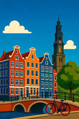 Amsterdam Canal and Bike Art Print by Taudalpoi