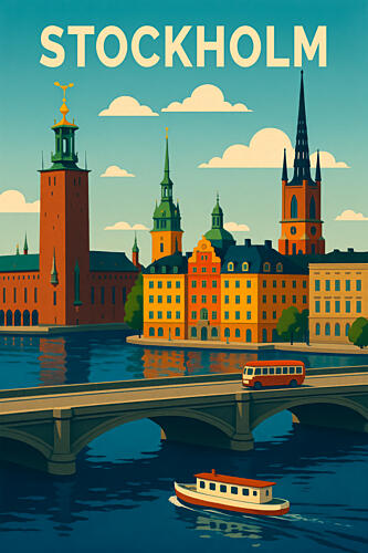 Stockholm Travel Art Art Print by Taudalpoi