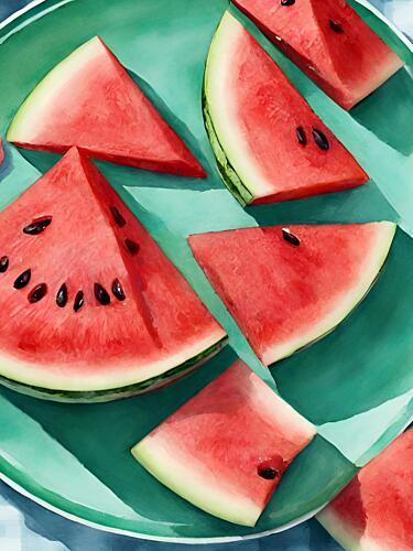 Juicy Watermelon Slices Art Print