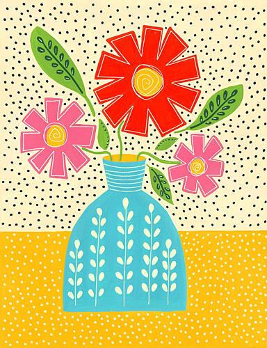 Bright Flowers in Vase Art Print