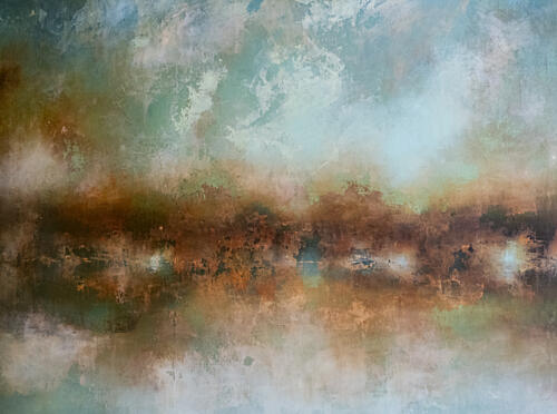 Misty Abstract Landscape Art Print by Nizaket Sinanovska