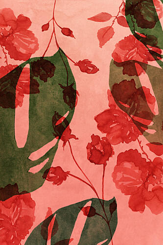 Watercolor Tropical Blooms Art Print