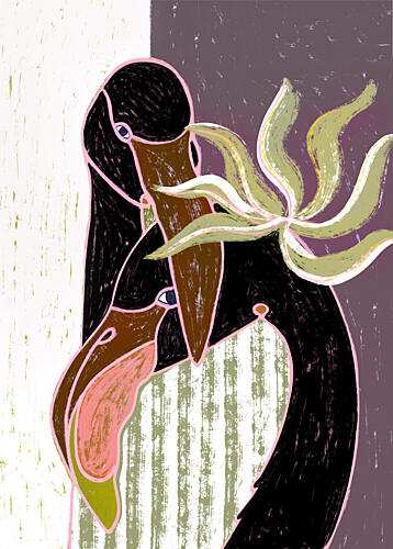 Tender Avian Embrace Art Print