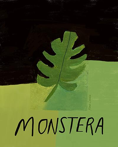 Monstera Green Abstract Art Print