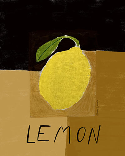 Textured Yellow Lemon Art Print