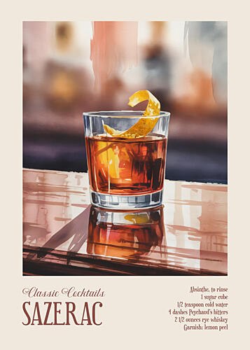 Classic Sazerac Cocktail Art Print