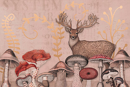 Vintage Botanical Forest Stag Art Print