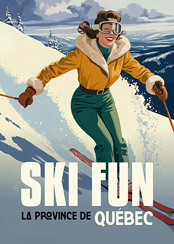 Vintage Quebec Ski Fun Art Print
