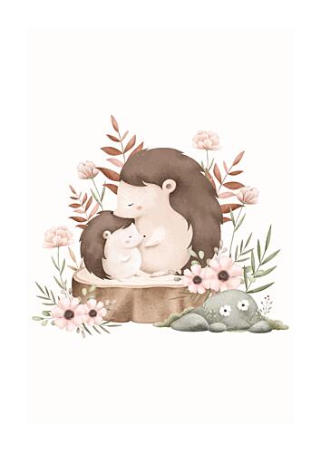 Hedgehog Family Love Art Print