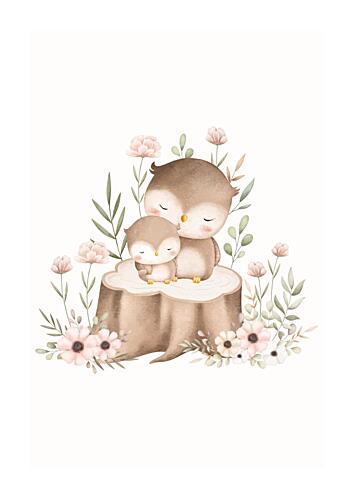 Cute Owl Family Art Print