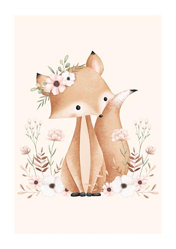 Sweet Woodland Foxes Art Print
