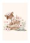 Woodland Floral Baby a Mom Deer Art Print