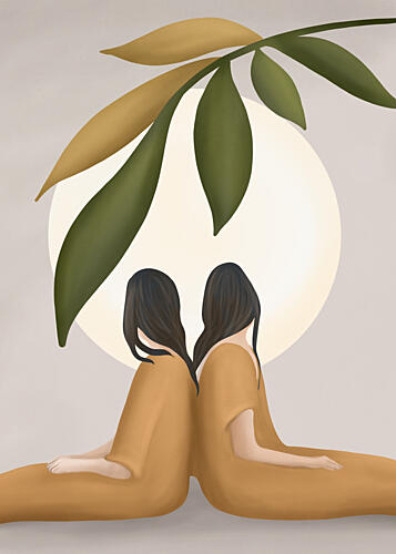 Two Women Serene Moment Art Print