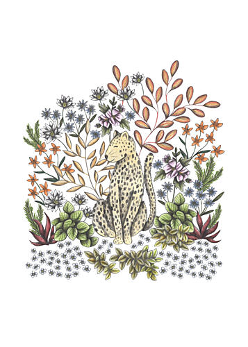 Cheetah in Bloom Art Print