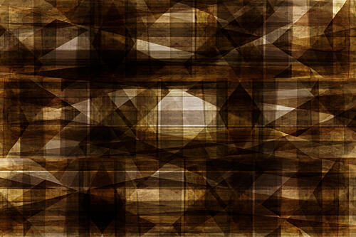 Brown Gold Abstract Geometry Art Print by Cartissi