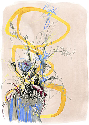 Abstract Floral Sketch Art Print by Jenja Braun