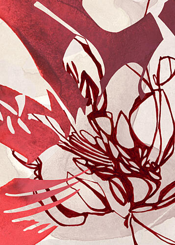 Abstract Red Blooms Art Print by Jenja Braun