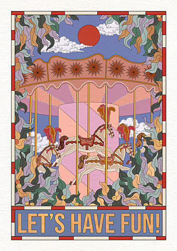 Lets Have Fun Carousel Art Print by OMG Kitty