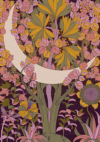 Magical Moonlit Garden Art Print by OMG Kitty