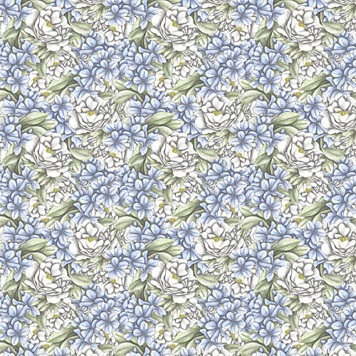 Serene Blue and White Flowers Art Print