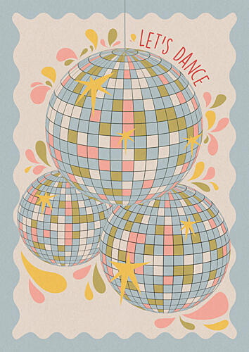 Lets Dance Retro Disco Art Print by OMG Kitty