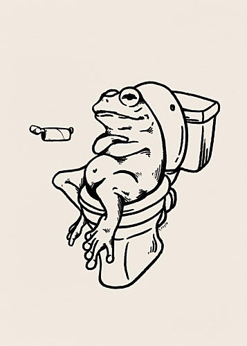 Funny Frog on Toilet Art Print