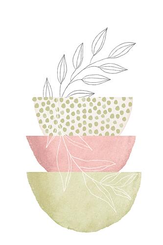 Stacked Botanical Shapes Art Print