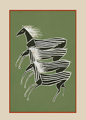Running Zebras Green Art Print