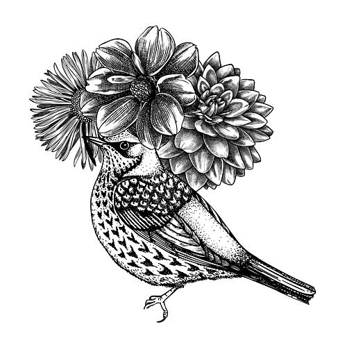Elegant Floral Bird Art Print