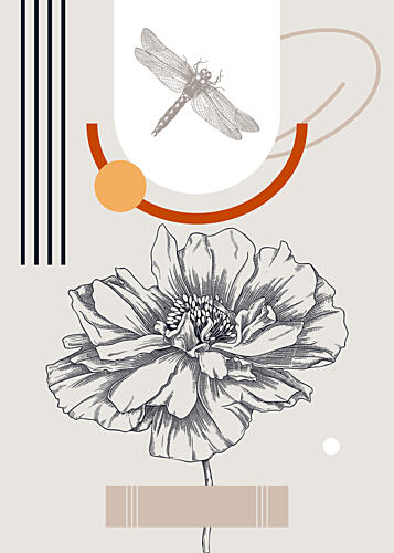Botanical Dragonfly Abstract Art Print by Yevheniia Lytvynovych
